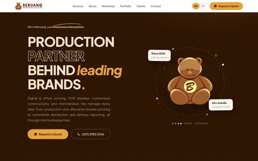 Tampilan situs Beruang Advertising